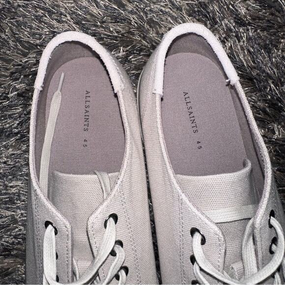 All Saints Cream Canvas Sneakers Classic Minimalist Design Women’s Size 12 - Picture 6 of 10